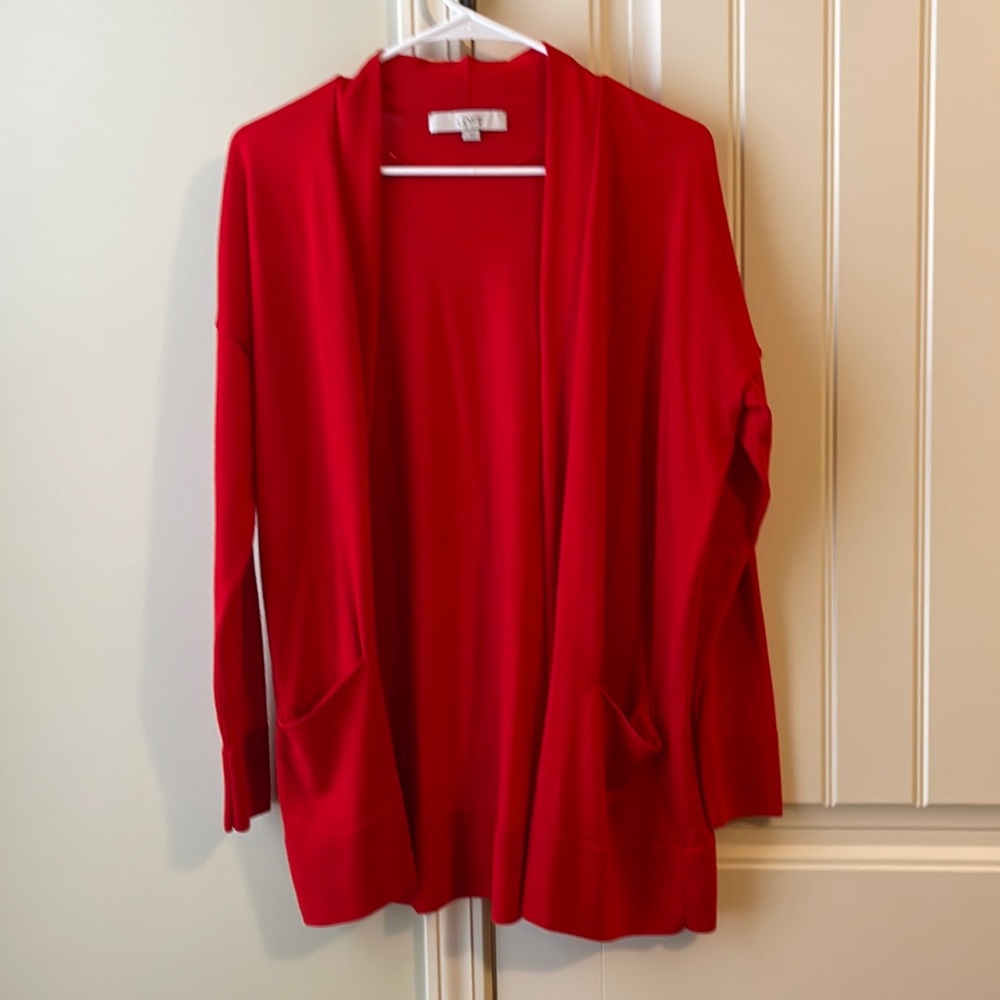 Loft sweater cardigan in large red - Picture 1 of 5